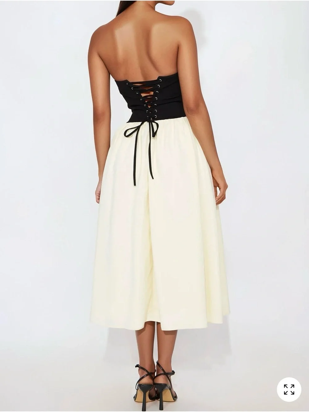 Cream Midi dress - Classic Gathered Waist - Picture 2 of 4